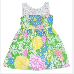 Lilly Pulitzer Girl's Mini Raegan Fit & Flare Dress with Lace Yoke